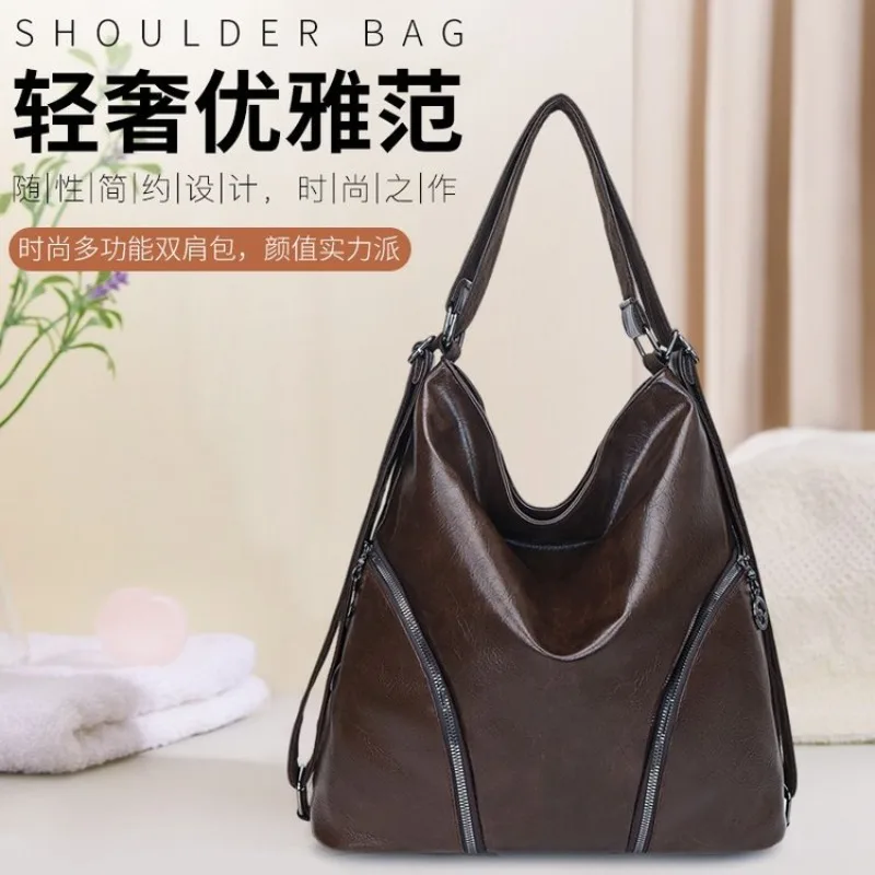 Stylish Textured Leather Tote Bag Women Handbag Designer Shoulder Crossbody Purse Commuter Luxury Diaper Bag