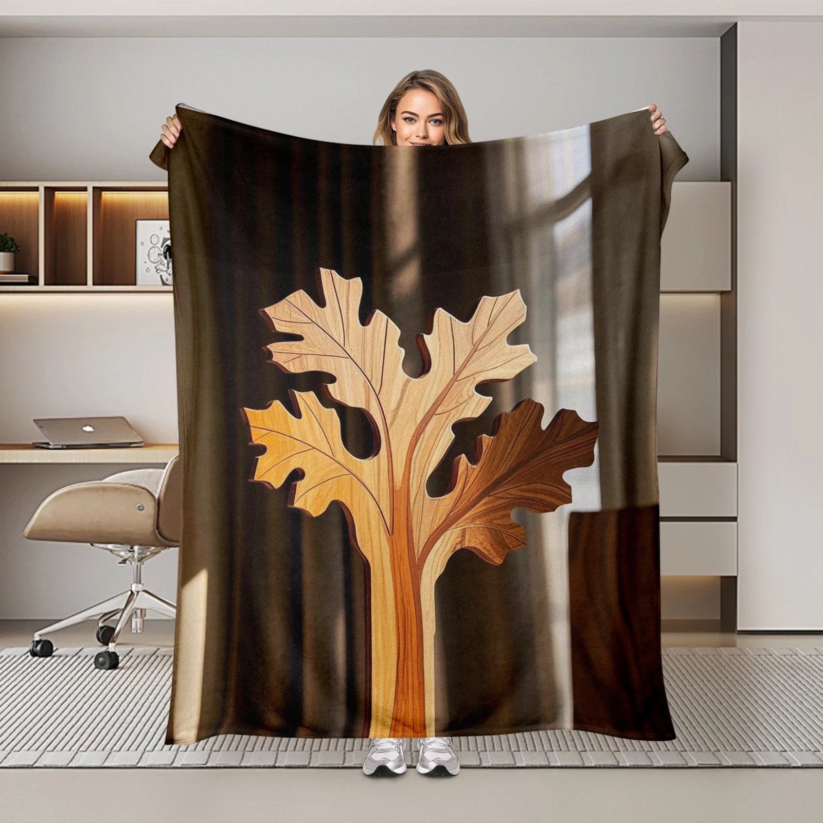 Unique Wooden Carving Inspired Oak Tree Blanket Adds A Touch Of Serenity And Dignity To Home Decor