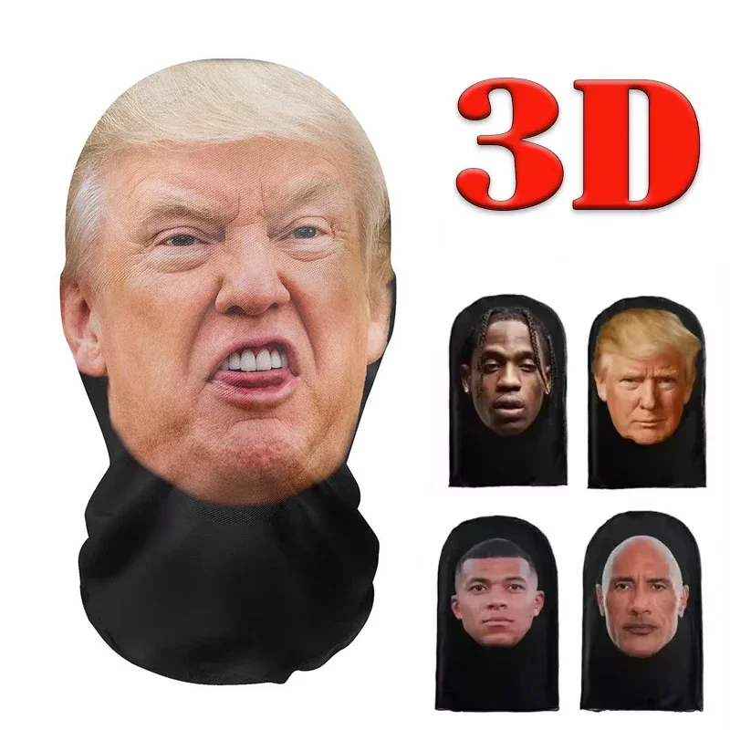 Creative 3d Printed Full Face Mask Head Fit Elastic See-through Mask For Men Women Idea For Anti-facial Cosplay Headdress