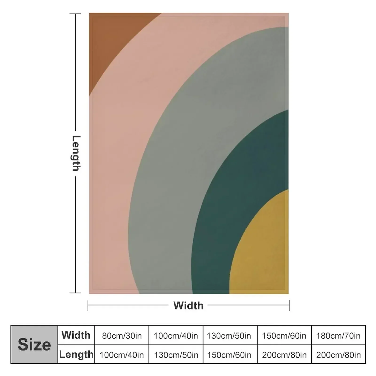 Sound Waves Minimalist Pattern in Mustard Yellow, Teal, Grey, Blush Pink, and Rust Throw Blanket