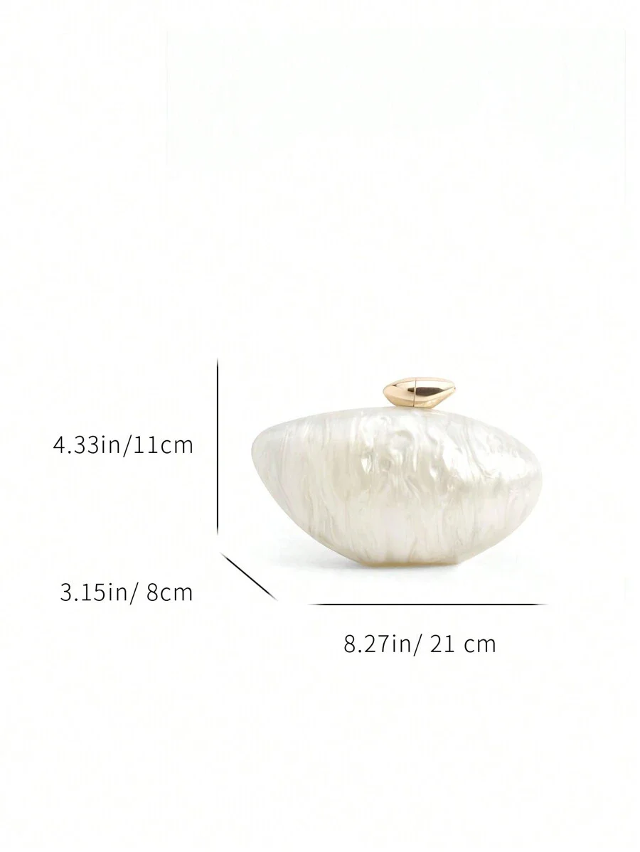 Acrylic egg shape clutch bag women designer evening party cute Pearl shell purse ivory hot pink gold handbag