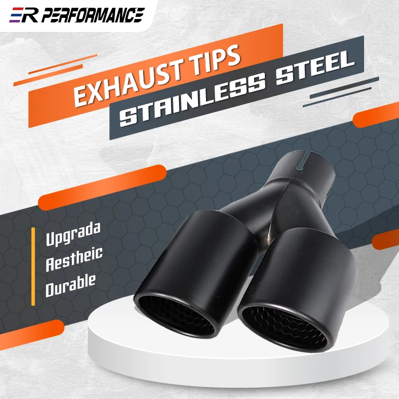 

1Pcs Double Matte Stainless Steel Car Muffler Tip V Type Exhaust Tip System Pipe Universal Exhaust Tip Nozzle Car Decoration