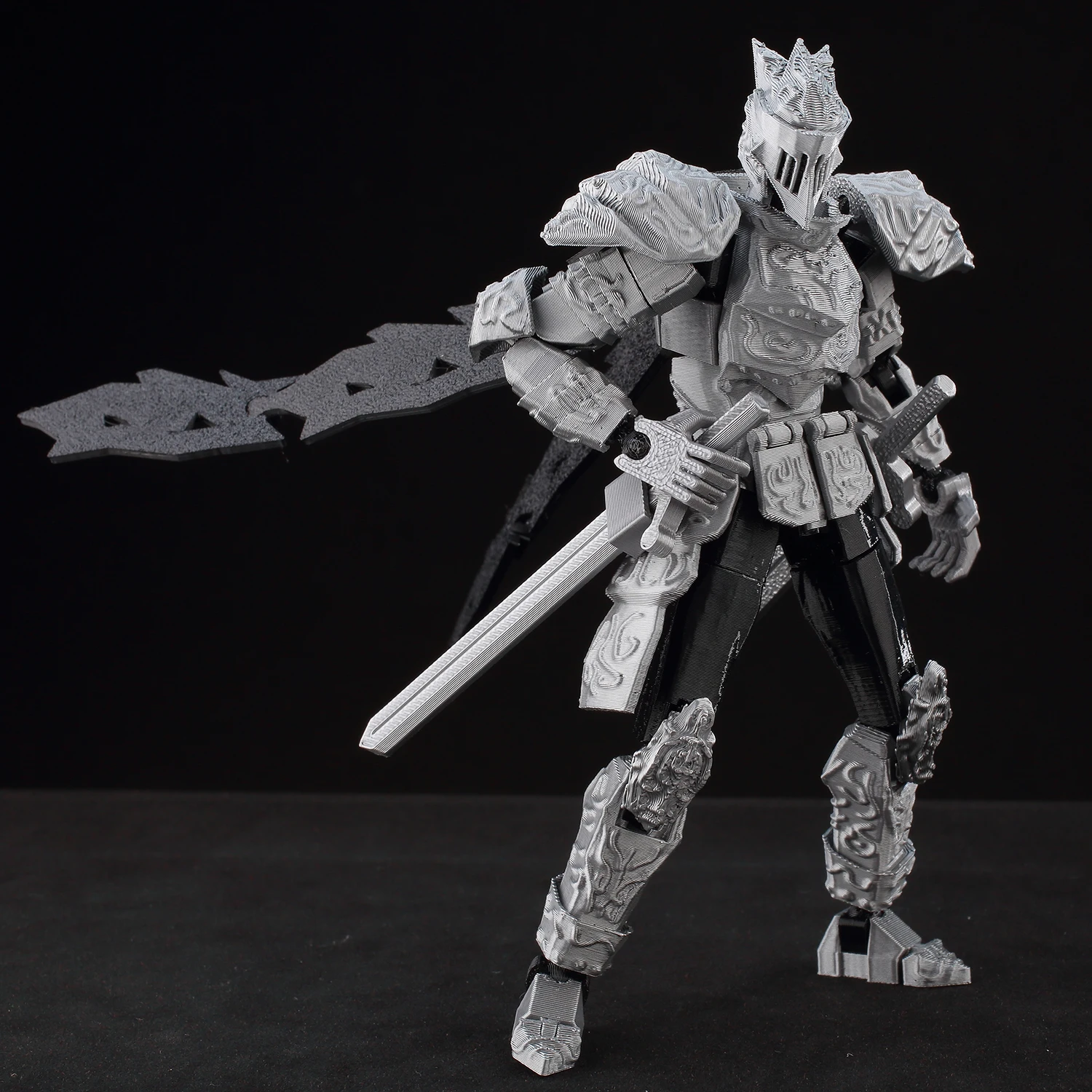 

​9L3D Lucky13 Silver Armor Knight Action Figure Dummy13 with TripleWeapon T13 Multi-Jointed 3D Printed Collectible Toy Titan13​