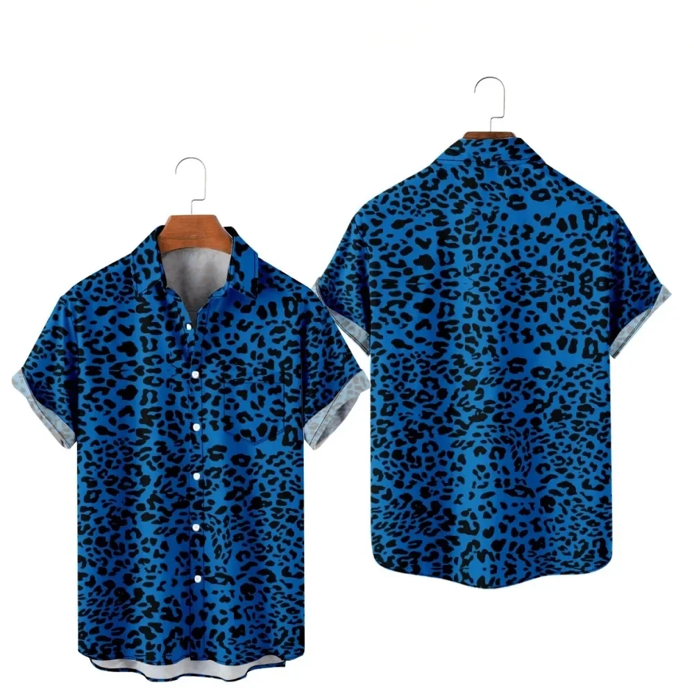 Hawaiian men's T-shirt Y2K Fashionable Shirt Leopard Print 3D Printing Comfortable Casual Short Sleeved Beach Plus Size Clothes