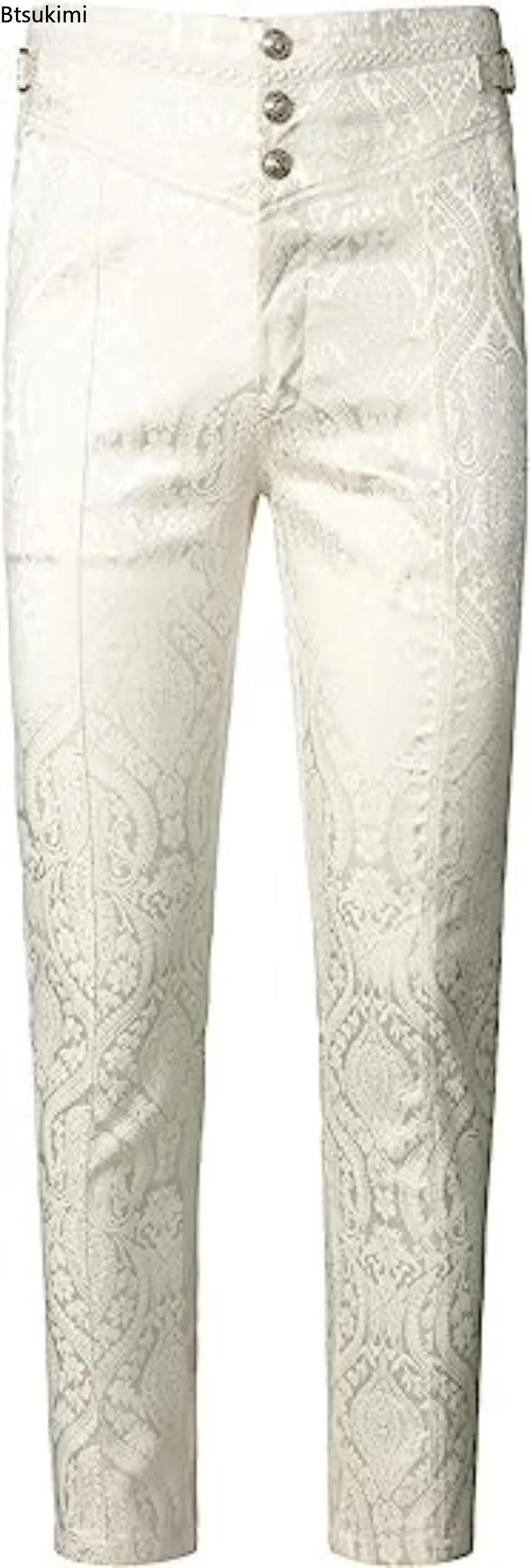 جديد 2025 سراويل قوطية للرجال عتيقة لأداء الهالوين أزياء مصاص دماء التأثيرية Steampunk من قماش الجاكار سراويل ضيقة للترفيه للرجال #5