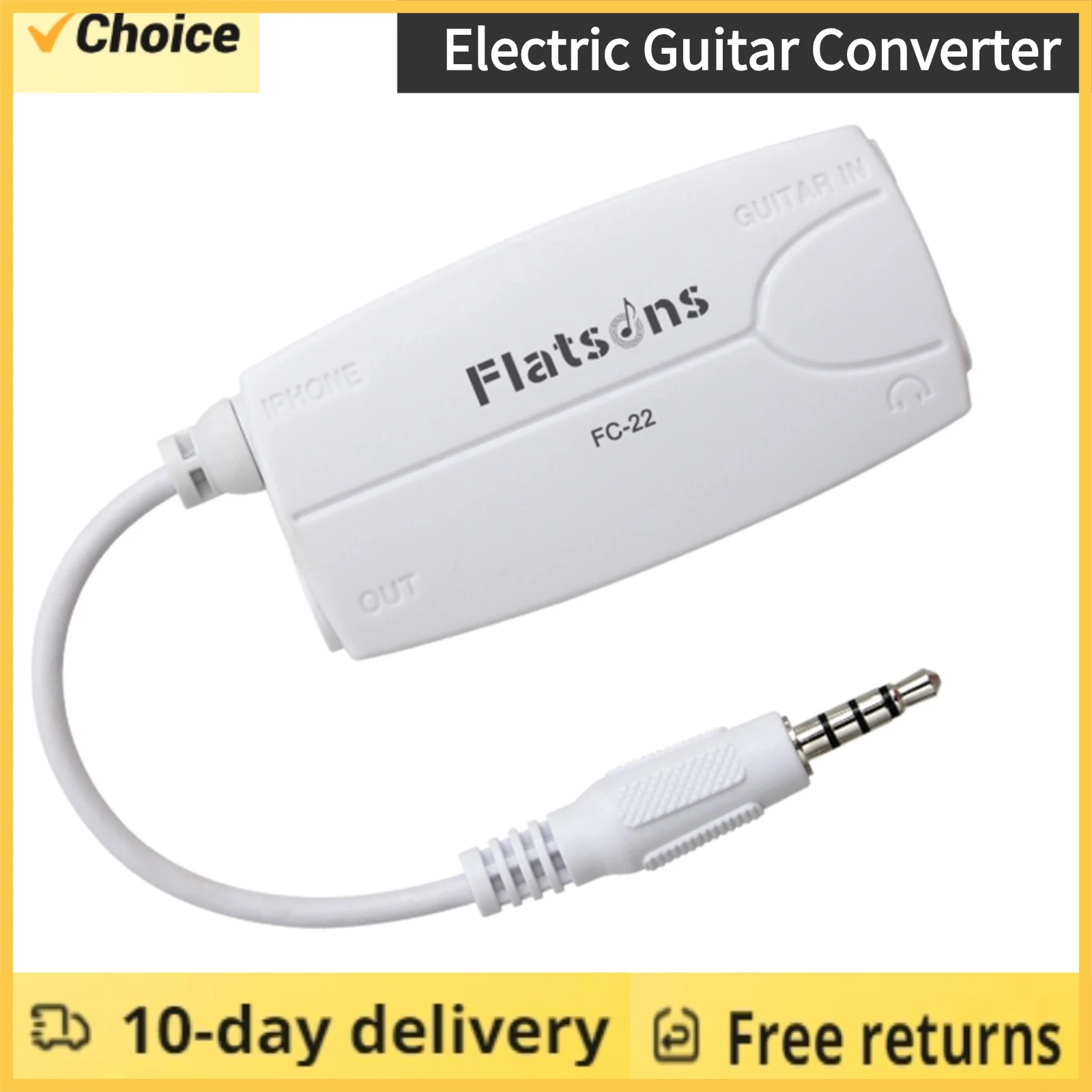 FC-22 Electric Guitar Converter Electric Guitar to Smartphone Adapter 3.5mm Headphone Connector for Keyboards Microphones Mixers