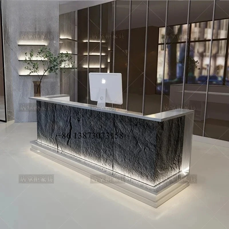 

Light luxury stainless steel bar counter clothing store checkout page counter beauty salon barber shop front desk9344