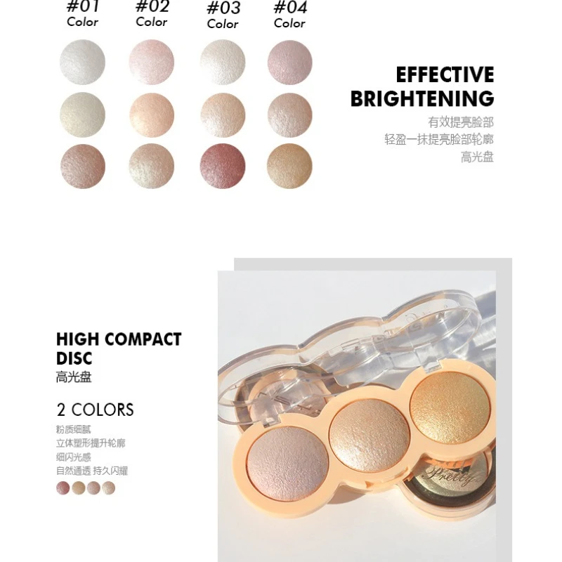 Nasthoicino Diego Diego Diego Diego Diego Diego 3 kleuren Hoogglans markeerstiften Palet Make-up Gezicht Fleuren Contour Blush Parelmoer Contour Langdurig Waterdicht