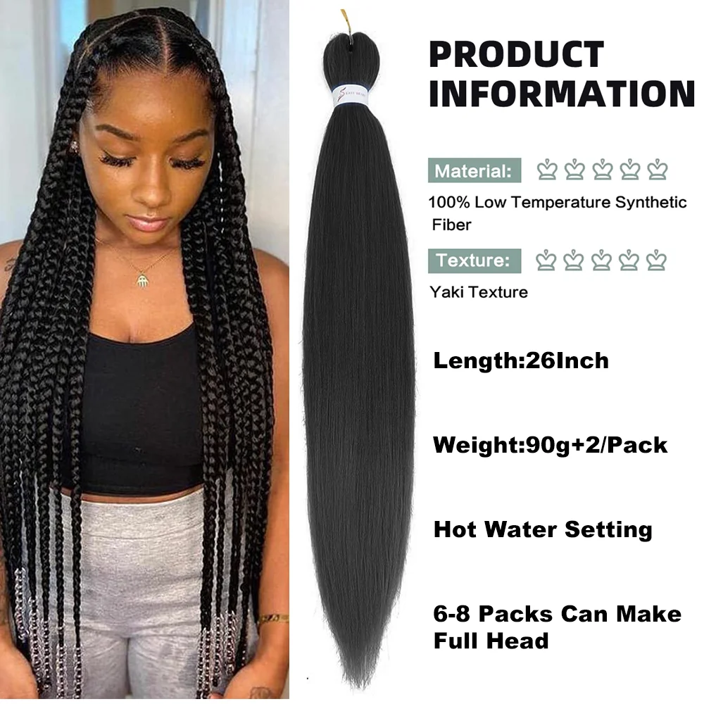 Braiding Hair Pre Stretched Hair Extensions for Braids Kanekalon Long Jumbo Braiding Hair Natural as Human Hair Micro Box Braids