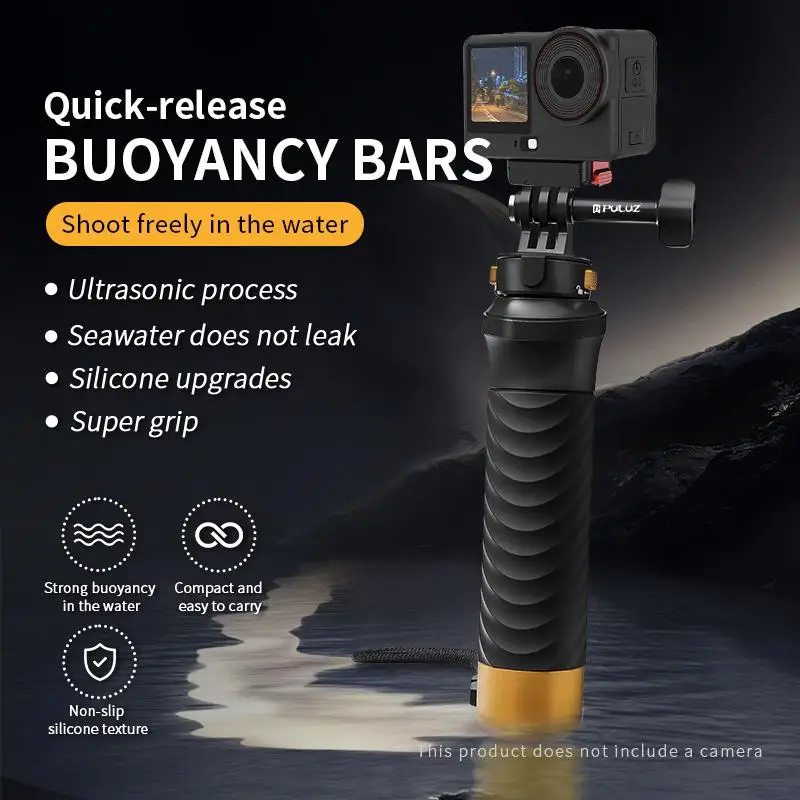 PULUZ Empuñadura Flotante de Liberación Rápida para Insta360 X4 X3 / GoPro HERO13 Black HERO12 11 10 9 / DJI Osmo Action 4 3