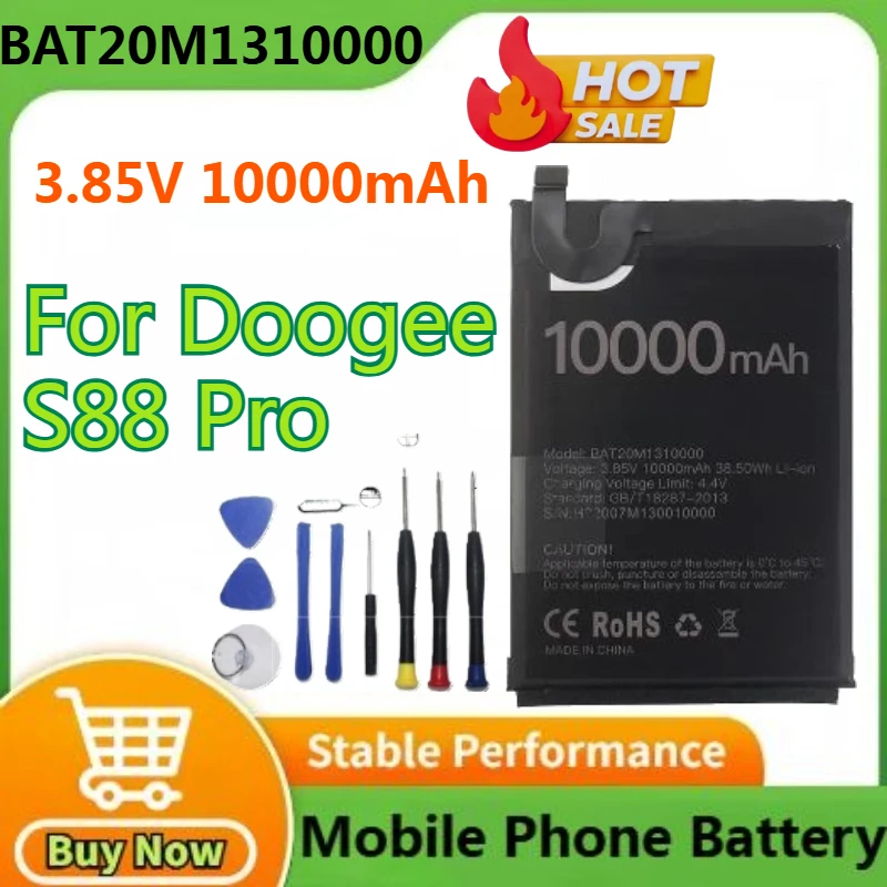 

BAT20M1310000 Battery for Doogee S88 Pro 3.85V 10000mAh Li-Ion Rechargeable Batteries Doogee S88 Batterie+Free Tools