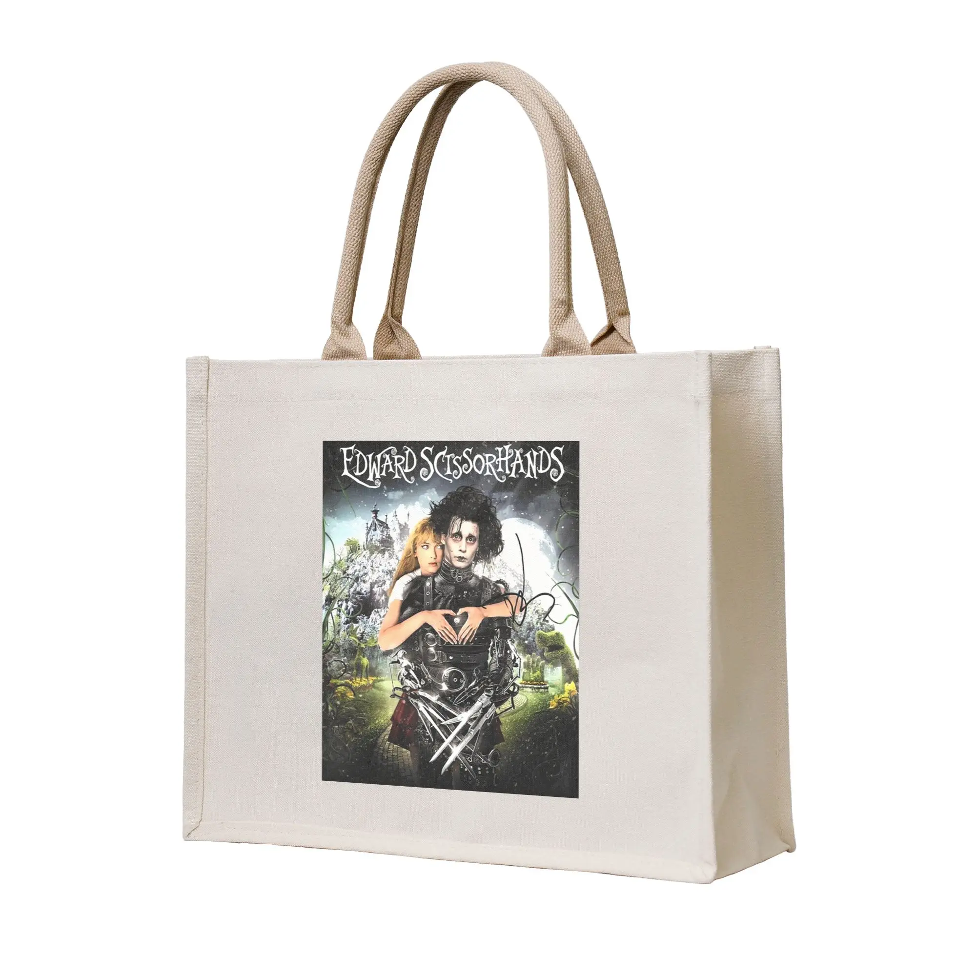 

Сумка-шоппер из холщовой ткани по мотивам фильма «Эдвард Руки-ножницы», складная, для девочек, на плечо, дорожная сумка