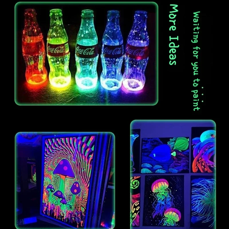 Acrylic Paint Bottle Set 58ml Glow In Dark Hand-painted Graffiti DIY Bag Shoes Clothing Nightglow Painting Pigment Art Supplies