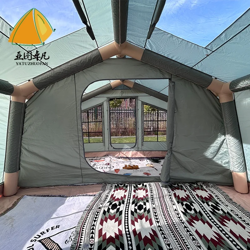 waterproof tents for trips Large Two Room Waterproof Inflatable House Air Tent  glamping tent