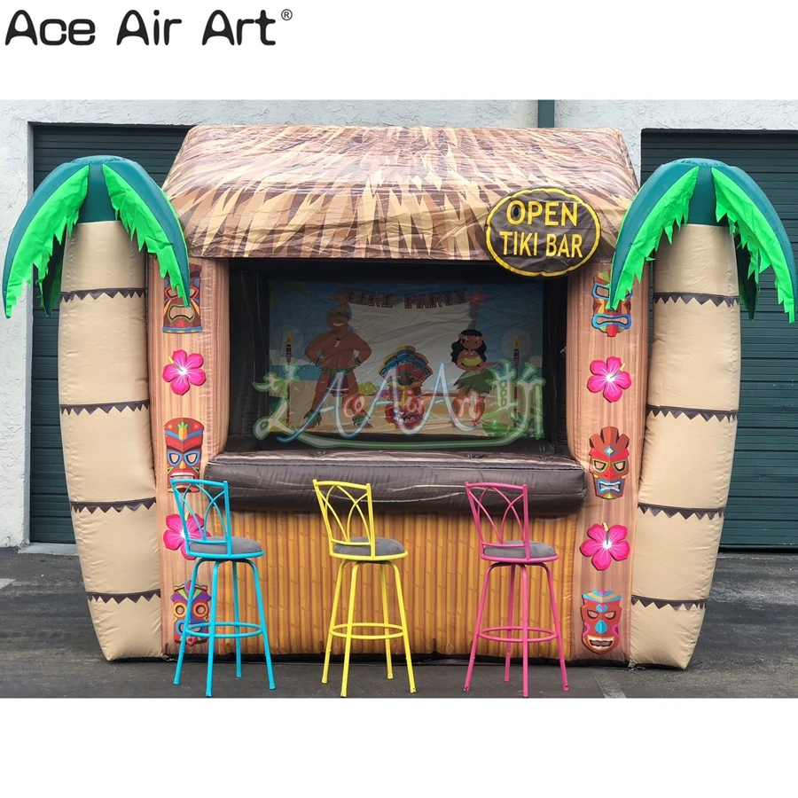 Inflatable Tiki Bar with Air Blower for Commercial Trade Show, Coconut Tree Booth, Juice Stall, Beautiful, Made in China