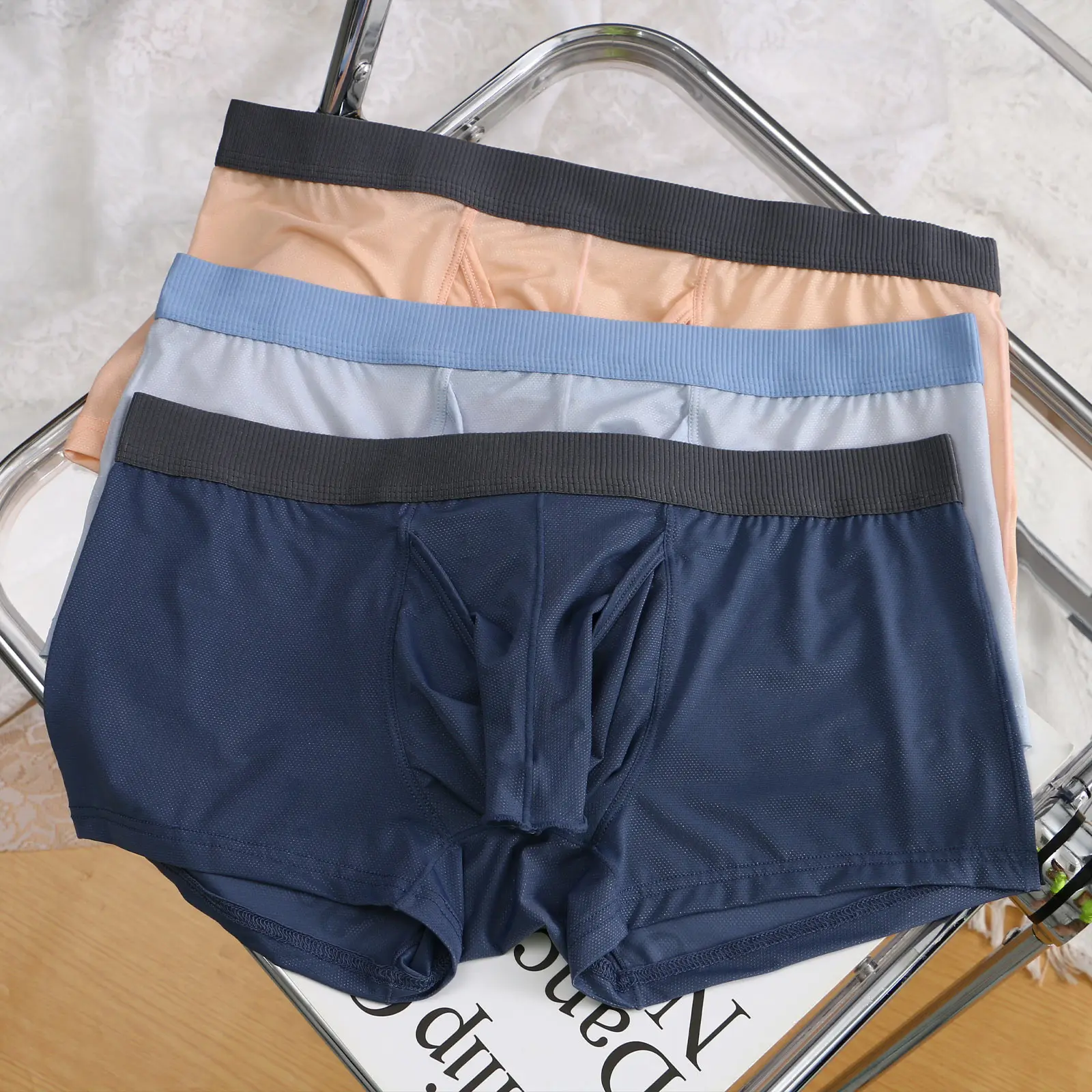 Boxers Ice Silk U Convex Long Bulge Breathable Underpants 1Pcs Men Elephant Nose Soft view 5