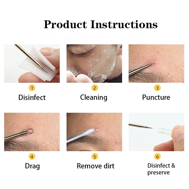 Acne Needle Remove Blackhead Blemish Pimple Comedone 4pcs/Set Double-ended Stainless Steel Facial Cleaning Skin Care