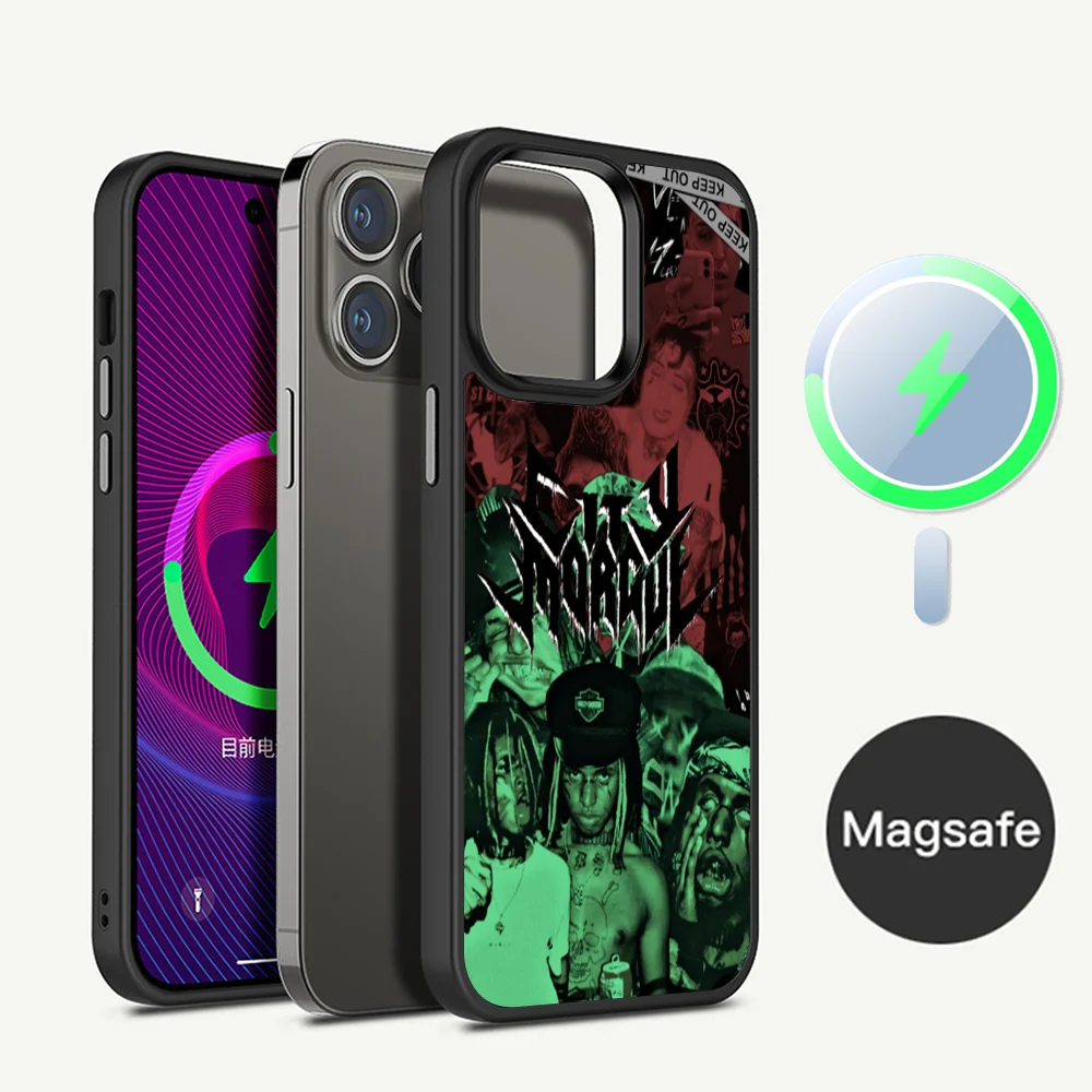 C-City M-Morgue Zillakami Phone Case Magesafe Magnetic Wireless Charge Case For iPhone 16 11 12 13 14 15 Pro Max Plus Mini