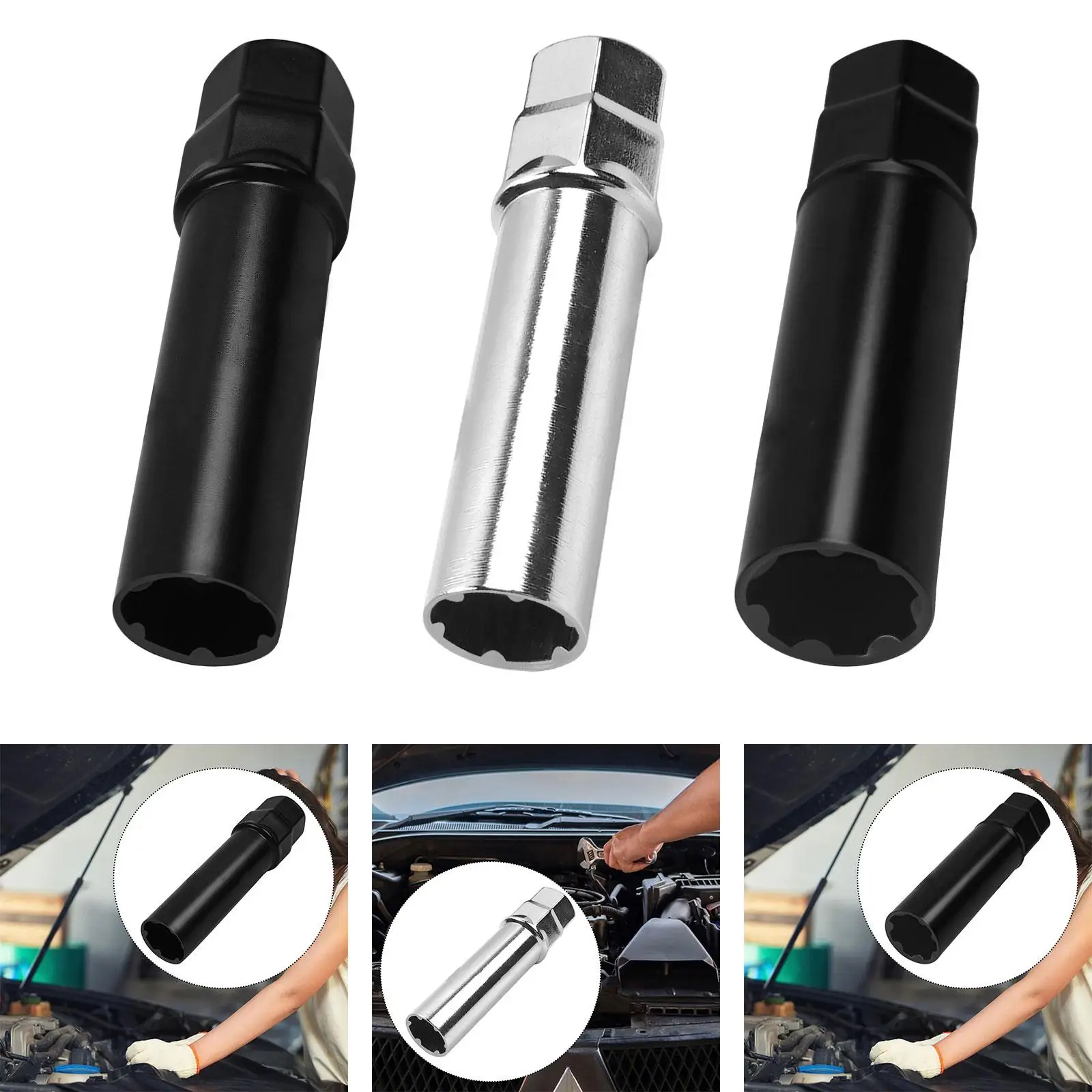 Lug Nut Socket Drive Tuner Socket Key Tools Heavy Duty Wheel Lock Robusto ricambio