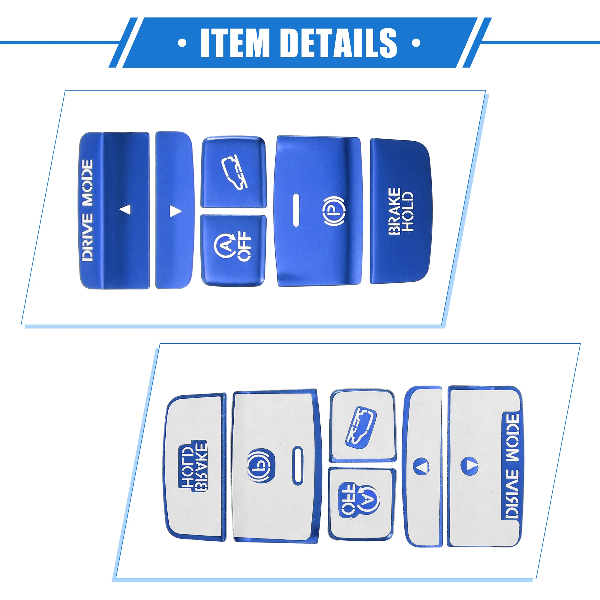 UXCELL 6 قطعة وحدة التحكم المركزية للسيارة الإلكترونية فرملة اليد وضع محرك التبديل غطاء أزرار الكسوة متوافق مع هوندا CR-V 2023 الأزرق