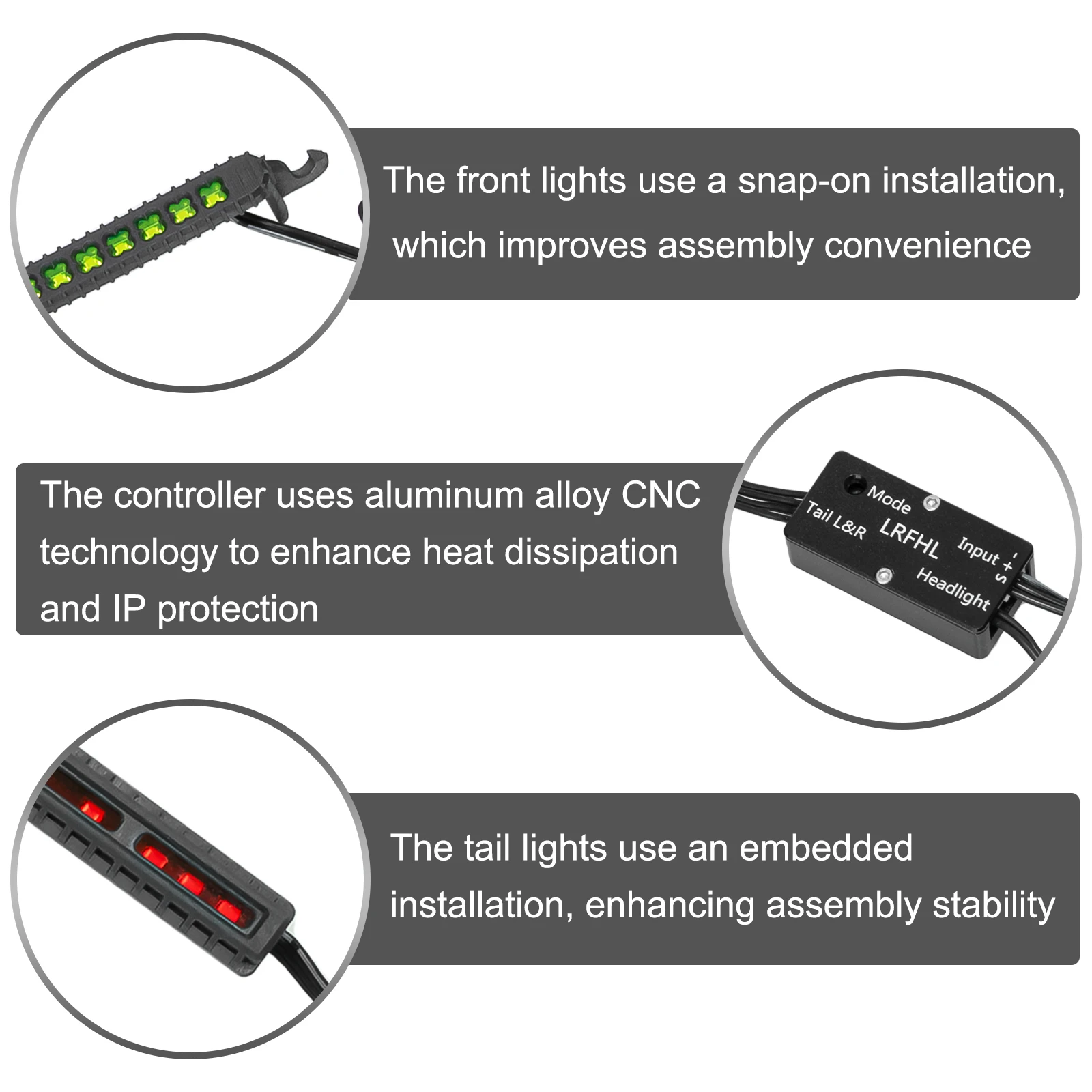 OKHL 2개 RC LED 전후방 차량 조명 키트 1/16 1/14 모하비 그롬 4X4 RTR 브러시드 사막 트럭 라이트 바 업그레이드용