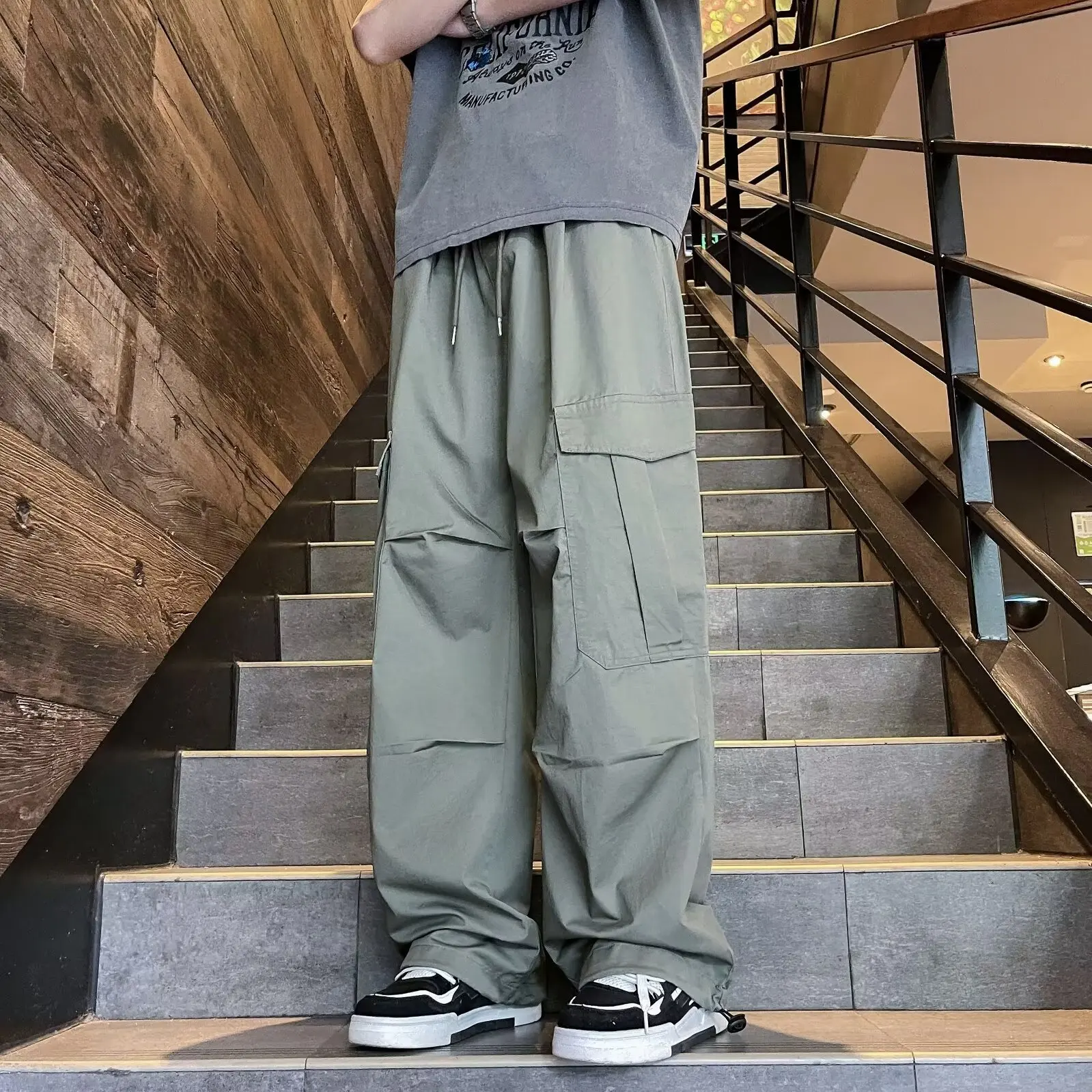 

Men Korean Style Streetwear Cargo Pants Korean Harajuku Casual Sweatpants Wide Leg Joggers Trousers Oversize Harem Pants