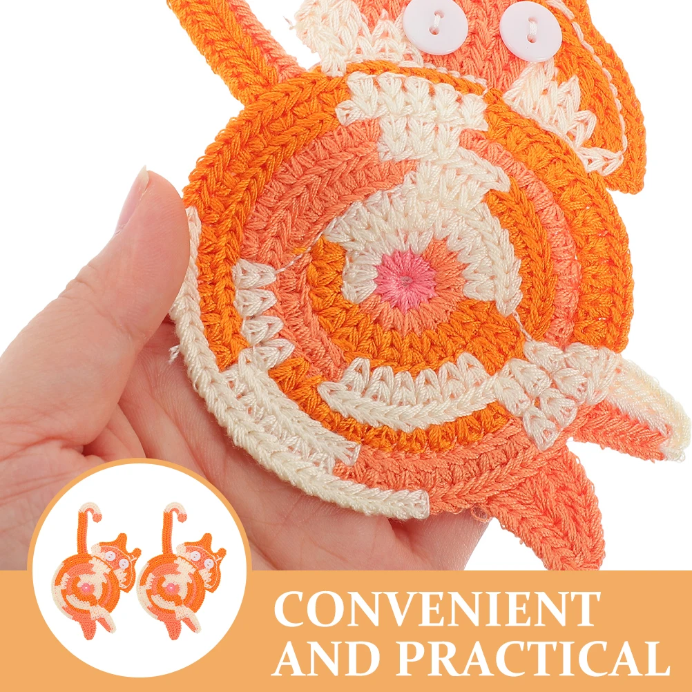 

2 Pcs Cat Shape Coaster Knitted Heat Insulated Coasters Reusable Coffee Kitchen Decor Desk Mat Household Pad