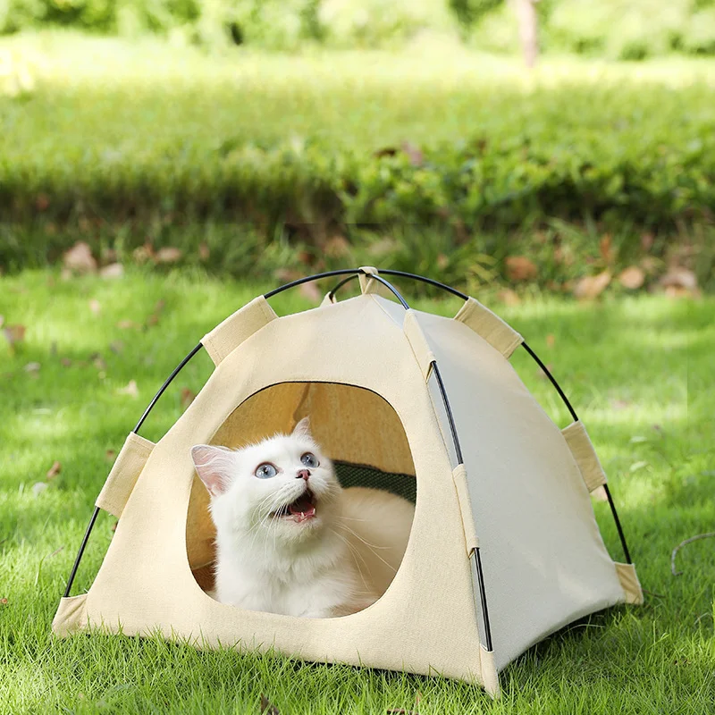 

Waterproof Removable Camping Pet Tent, Breathable Folding Cot, Cool Mat Surface, Fleece Side, Cat House, Camp Bed