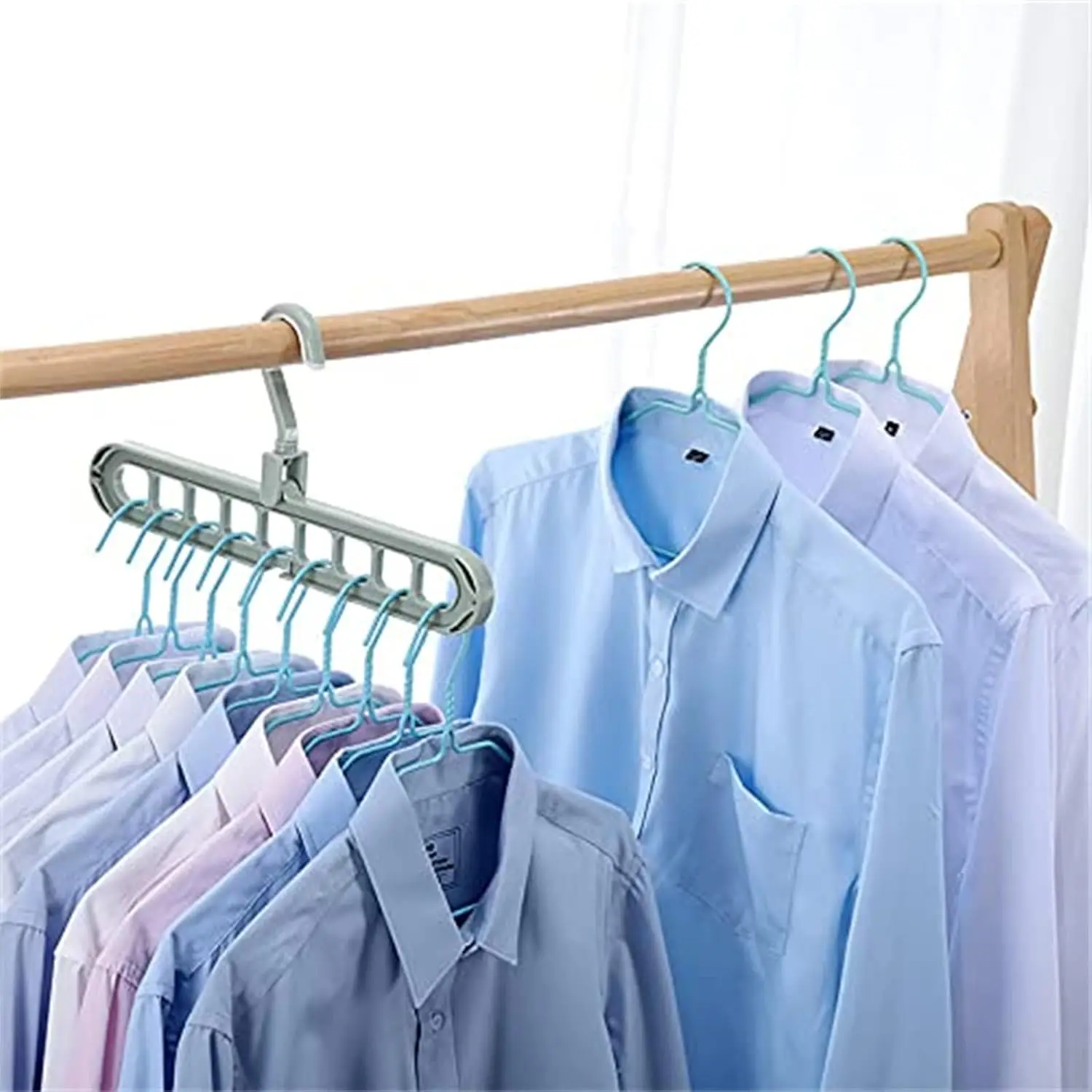 Plastic Collapsible Hanger Organizer for Shirt - Closet Hangers Space Saver with 9 Holes - Magic Foldable Clothes Hangers