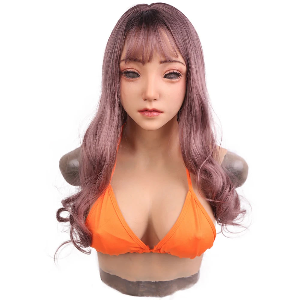 Silicone Female Mask with Boobs Realistic Silicone Breast Forms Fake Boobs Transgender Cosplay for Cosplay Crossdresser