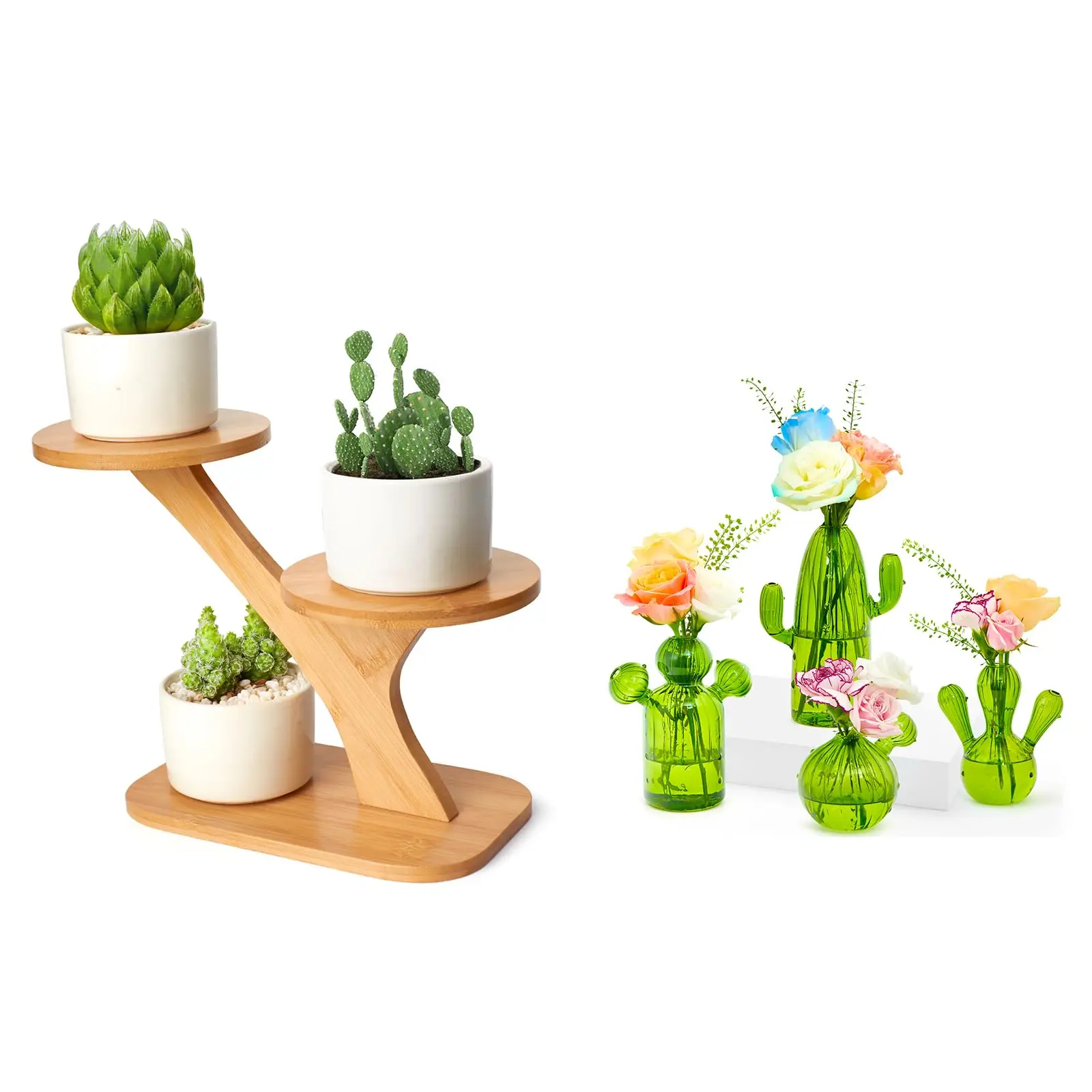 

3 Tier Bamboo Plant Stand For Indoor Succulents Cactus Display Shelf
