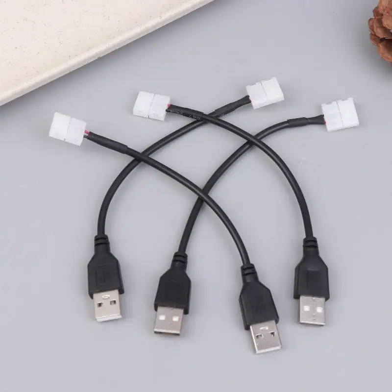 No Solder Needed! USB LED Strip Connector Kit, Instantly Power 8mm/10mm LED Lights, Perfect for DIY, 5/10Pcs