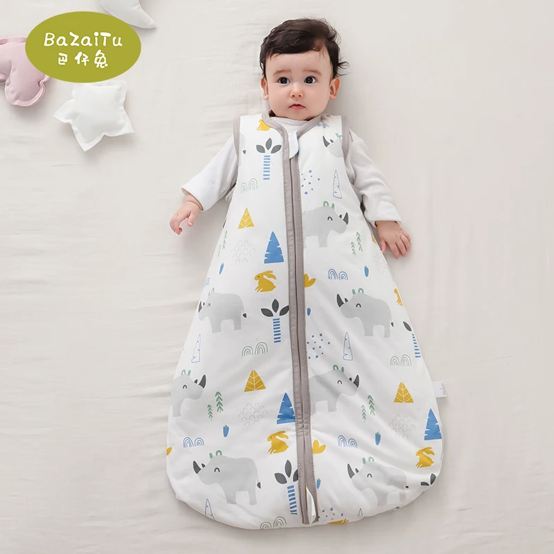 Pasgeboren Baby Sleepsack Katoen 2-Way Rits Baby Wearable Deken Cartoon Beer Vos Slaap Zak Sack Kleding Alle Seizoen