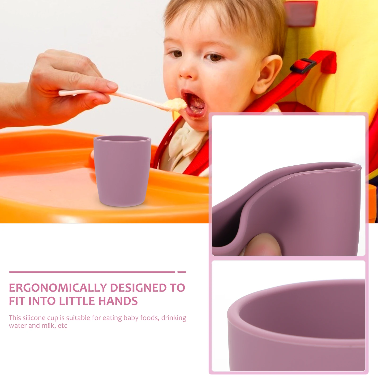 

Baby Silicone Cup Food Grade Safe Durable Fall Resistant Protecting Teeth Sturdy Ergonomic Easy to Hold Less Spill for Baby