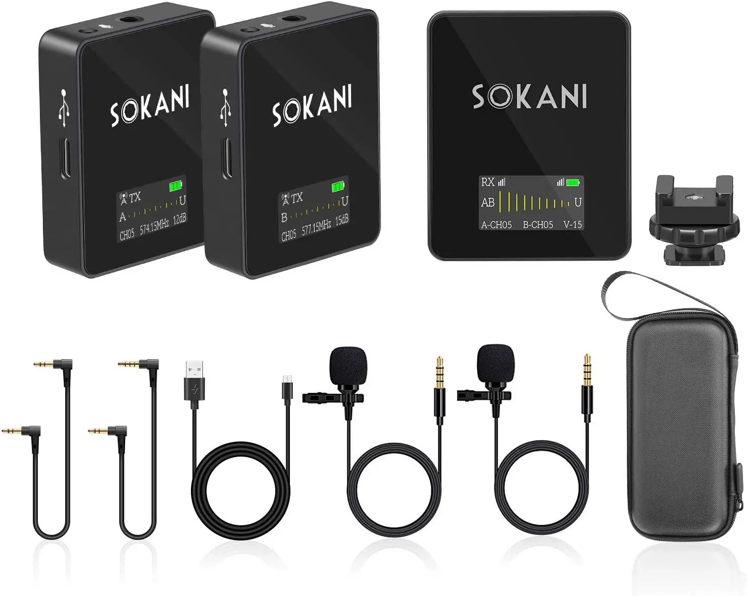 SOKANI Tiny UHF Wireless Lavalier Microphone System Lapel Mic  for DSLR Cameras Phone iPhone Android Smartphone Canon Nikon