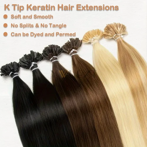 Imagen 2 del producto Extensiones de cabello con punta K, cabello humano de queratina, extensión de cabello de fusión en caliente, máquina de pegamento de queratina de cabello europeo Remy de 12-20 pulgadas