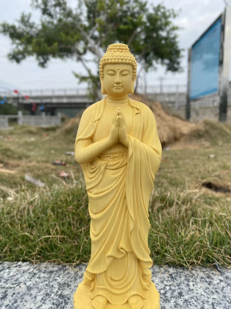 Boxwood Carved Shakyamuni Buddha Statue, Vairocana Home and Temple Decor Sculpture