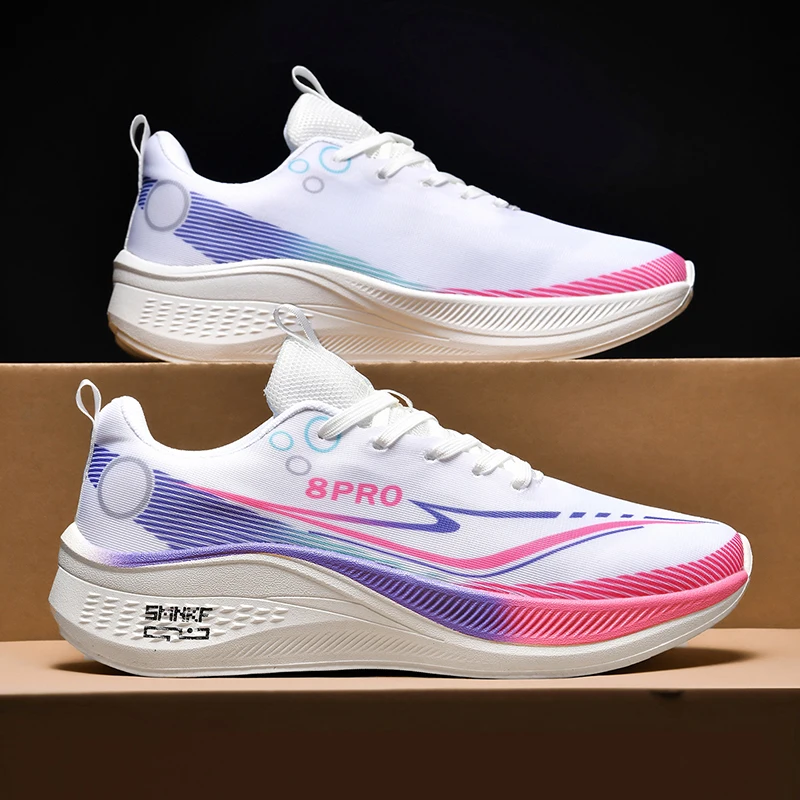 Marathon Men Sports Running Shoes Carbon Board Air Cushion Breathable Lightweight Women's Comfortable Athletic Nonskid Sneakers