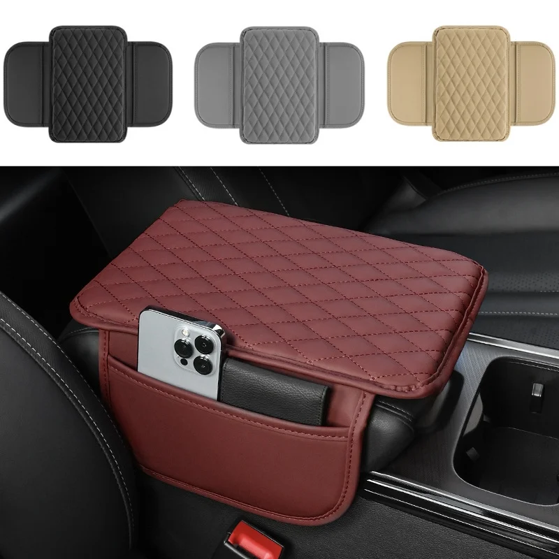 Car Center Console Protector Cover Armrest Box Cushion with Pocket Arm Rest Mat Elbow Support Storage Four seasons Universal