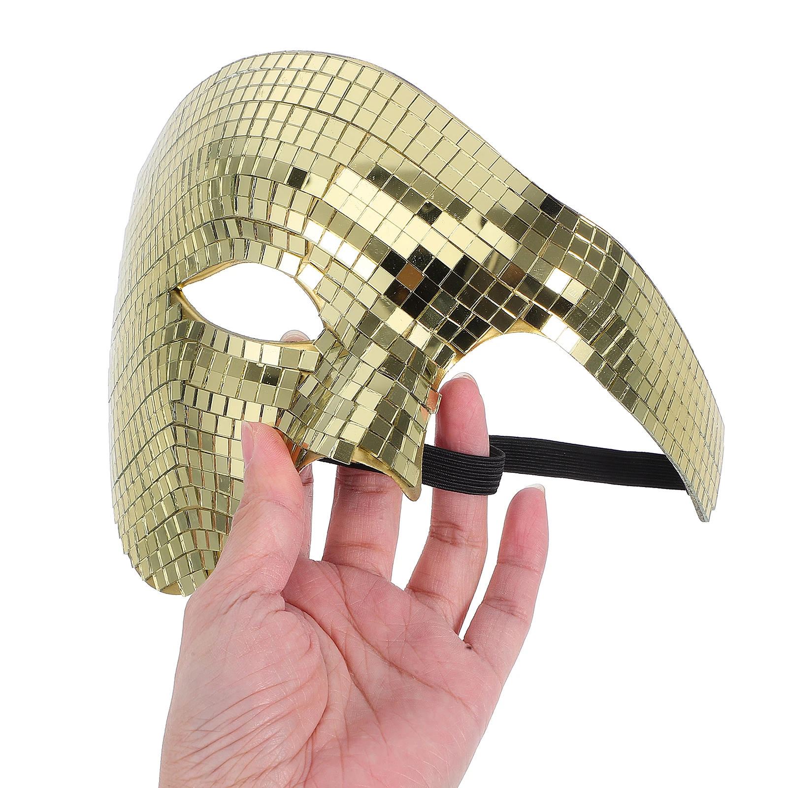 

Half Face Disco Mirrored Mask Golden Halloween Party Glitter Music Masquerade Ball Birthday Club Dj Outfit Disco Glitter Mask