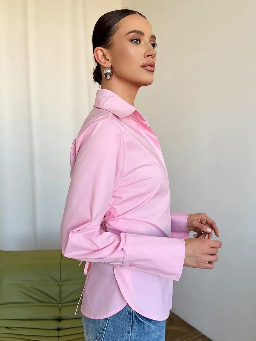 Parc Fee Fashion Loose White Office Women's Shirt Casual Lapel Long Sleeve Blouse Elegant Classic Solid Tops Female Clothing