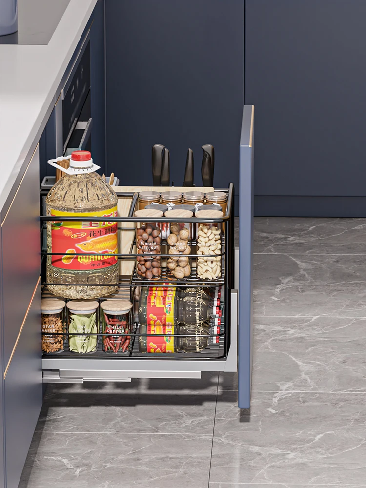 

Простая установка, корзина для приправ, кухонный шкаф, тип ящика, твердая корзина для приправ из нержавеющей стали, сезон для хранения приправ