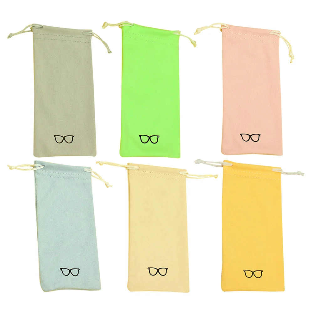 

6 Pcs Glasses Storage Bag Sunglasses Accessories Soft Velvet Cloth Drawstring Dustproof Protective Case Portable Eyeglass Holder