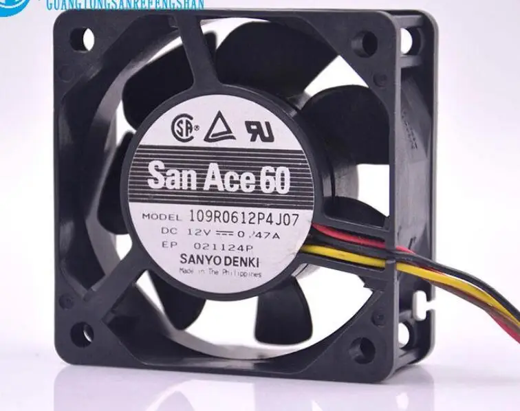 SANYO DENKI 109R0612P4J07 DC 12V 0.47A 60x60x25mm 4-Wire Server Cooling Fan