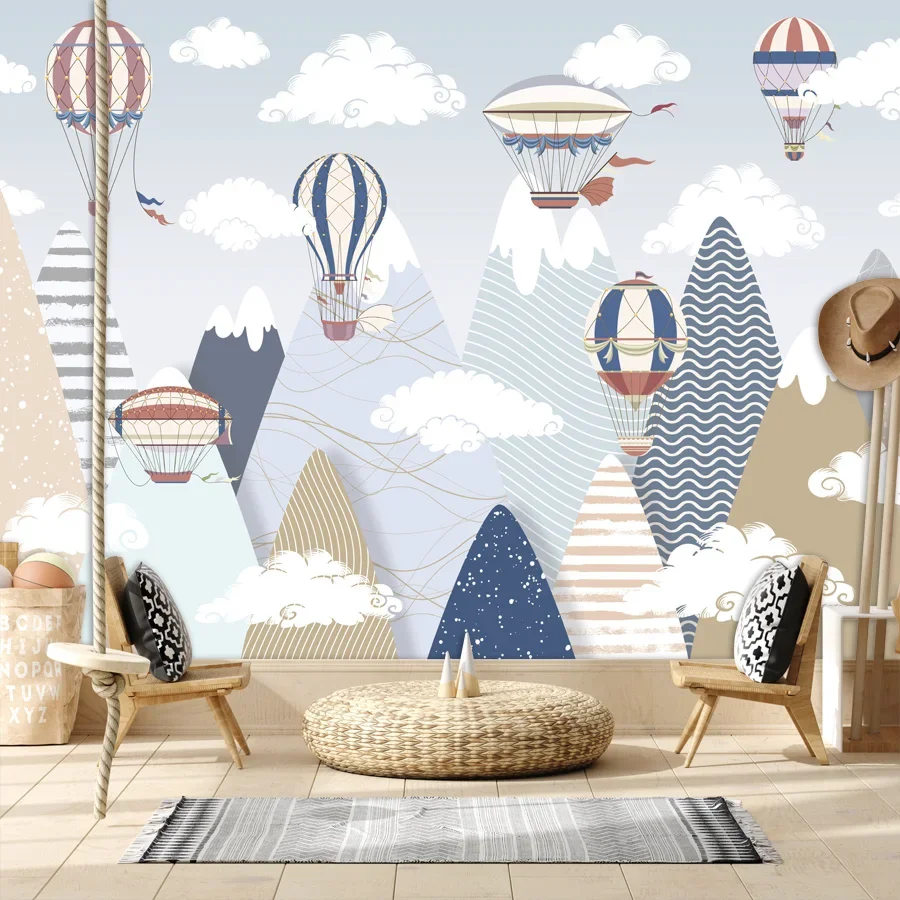 

Cartoon Self Adhesive Optional Wallpapers for Living Room Mountain Balloon Contact Wall Papers Home Decor Baby Bed Mural Rolls