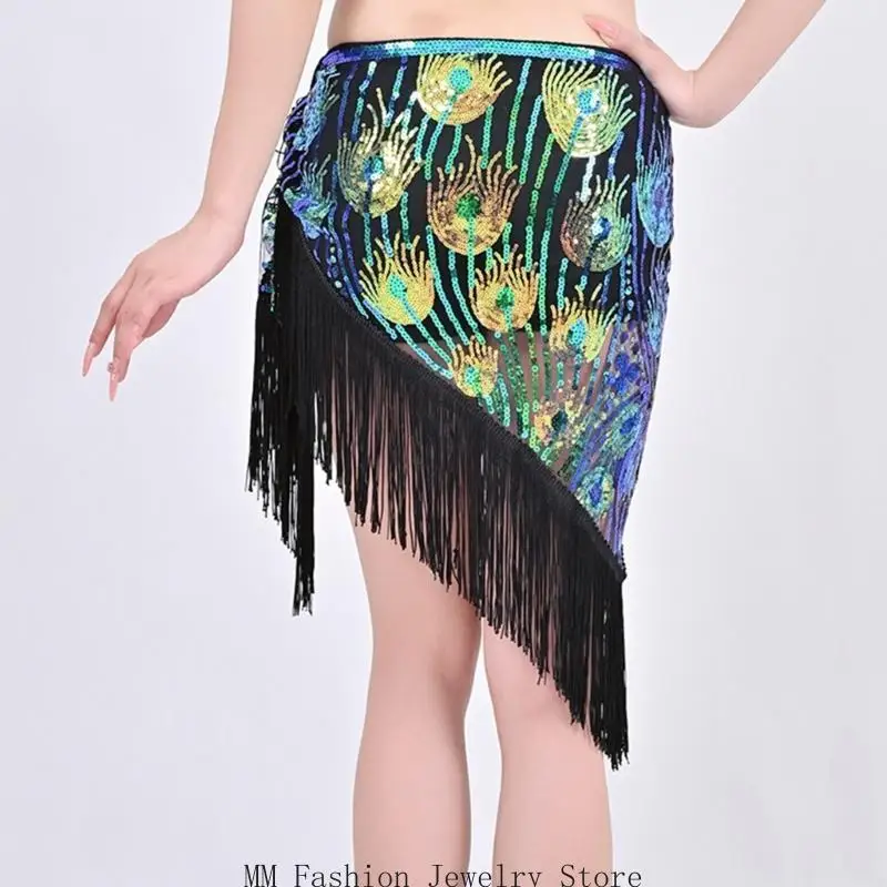 

Multifunctional Belly Dance Accessory Sparkling Sequins Detachable Fringe Waist Chain For Various Dance Styles D0UB