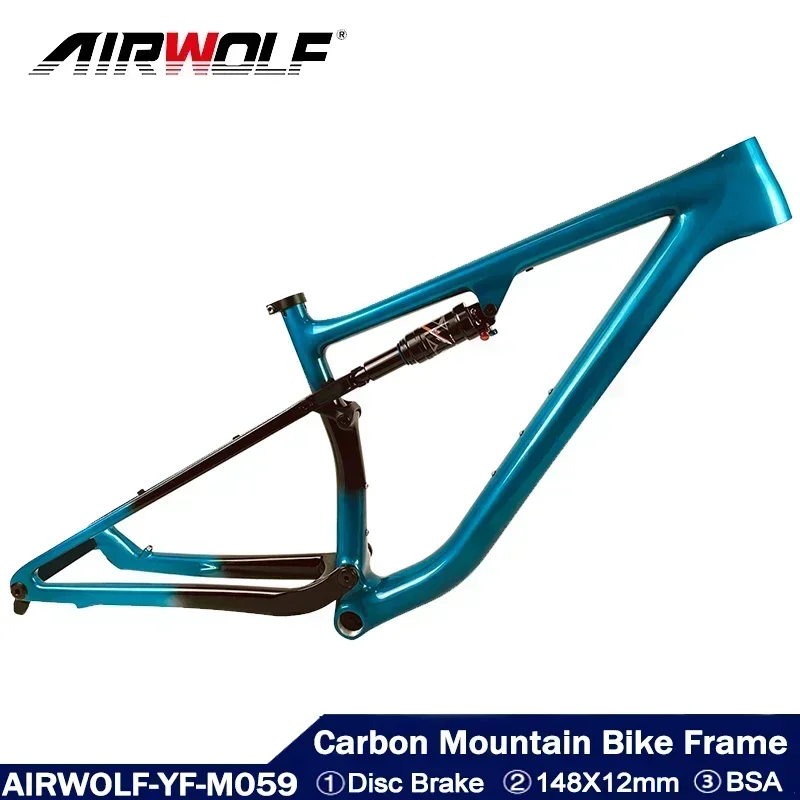 Airwolf 2024 Carbon MTB Frame 29er Carbon Shock Bike Frame 29 Mountain Carbon Bike Frame 148*12mm Disc Brake Bike Frameset