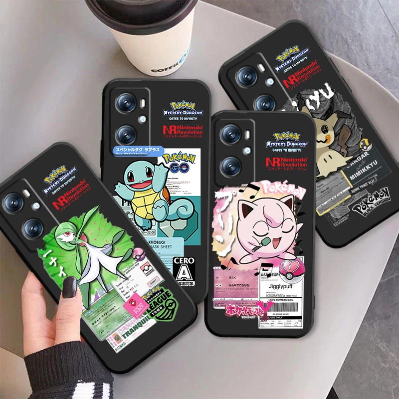 Pokemon Bulbasaur Squirtle For OPPO Find X6 X5 X3 A54S A5 A94 A16 A53S A57 A74 A72 A98 A78 A96 A9 5G Black Back Phone Case