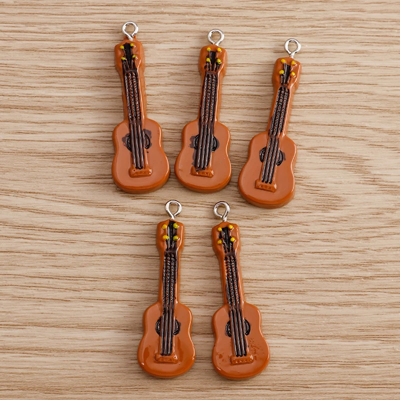 10 Stück 11x31mm Niedliche Legierungs-Musikgitarren-Anhänger für Ohrringe, Halsketten, Handgemachte Schlüsselanhänger, Schmuckherstellungszubehör – Detail 12