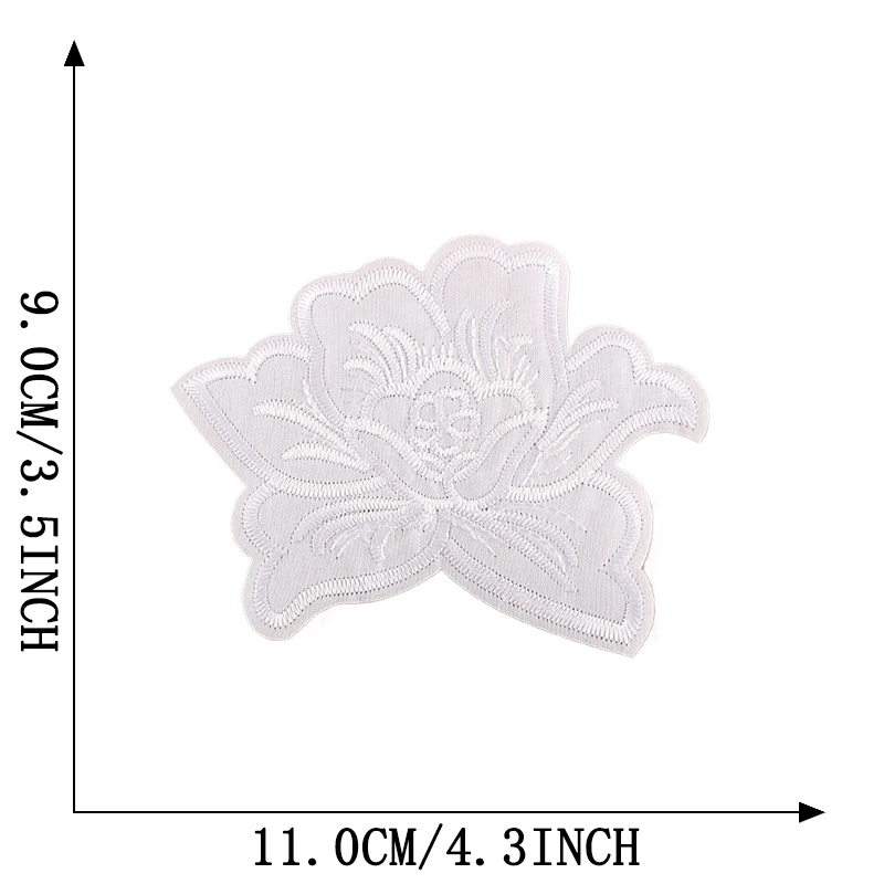 Weiße Blume große Größe kleines Eisen auf Patches für Kleidung bestickt Thermo collant DIY Naszywka Mochila nähen Aufkleber Parche Jacke – Detail 6